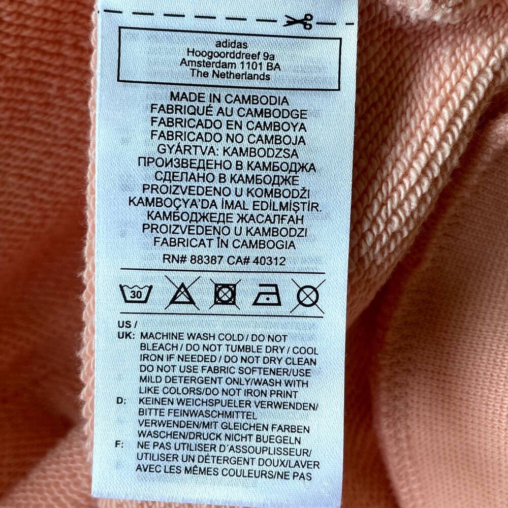 Women's‎ Adidas Originals Peach Pink Orange Funny Dino Casual Hoodie Sweater XS - Picture 9 of 16